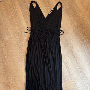 Vince black sleeveless midi/maxi dress waist tie, size Small